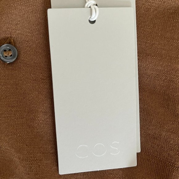 NEW with tags COS knit long sleeve polo shirt brown & beige men’s small rare - Picture 11 of 16